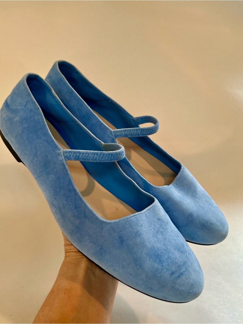 Everlane The Mary Jane Velvet Flats Light Blue Size 11 Ballet Classic Office